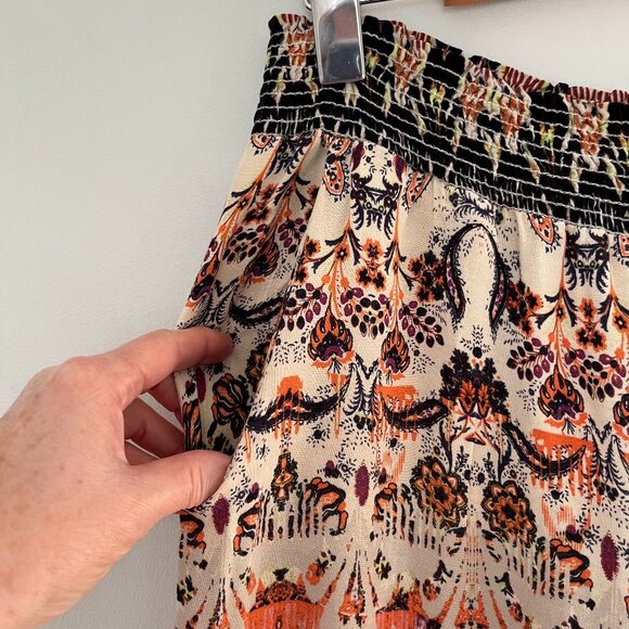 Babeau Multicolour Boho Ikat Print Flowy Wide-Leg Pants, Size Medium - Picture 3 of 10